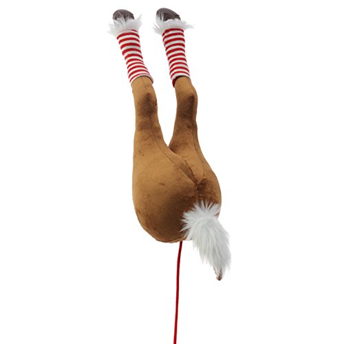 Plush Reindeer Butt Pick Accent Christmas Tree Ornament Decor, 16 Inch on 10.5 inch stick