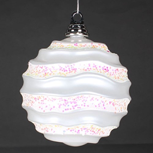 Vickerman 33580 – 6″ White Candy Glitter Wave Ball Christmas Tree Ornament (M132001)