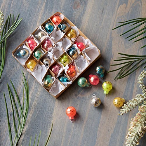 180 Degrees 1″ Mini Christmas Balls Box Set of 25 in Multi-Colors with Gold Accents