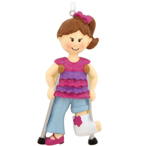 Girl In Cast Personalized Christmas Tree Ornament