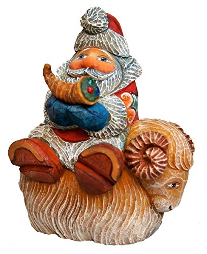 G. Debrekht Santa on Sheep Figurine Ornament