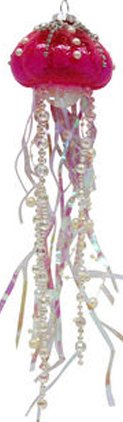 December Diamonds Blown Glass Ornament – Jellyfish (Pink)