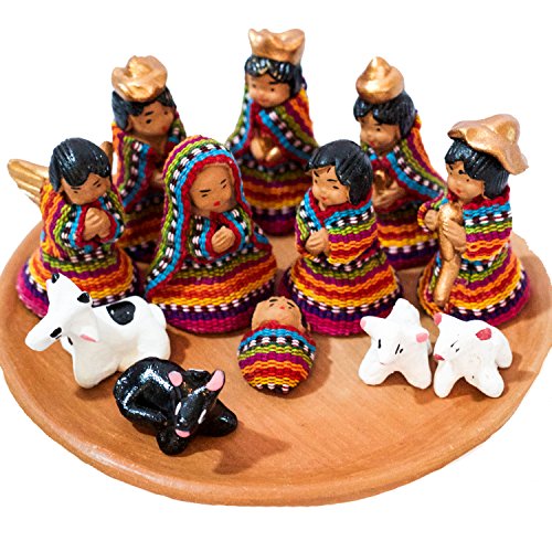 Guatemalan Handmade Porcelain Nativity Scene, Set of 10