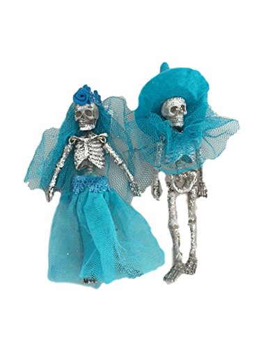 One Hundred 80 Degrees Day of the Dead Skeleton Couple Hanging Ornament (Blue)