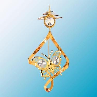 24K Gold Plated Butterfly Top Spiral – Swarovski Crystal