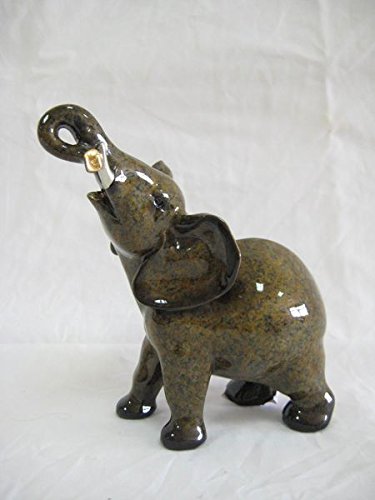 December Diamonds 5 inch tall Elephant Glossy Brown Figure with shades of Dark Yellow & Green. Any Elephant Lover will Adore this Gift!!!