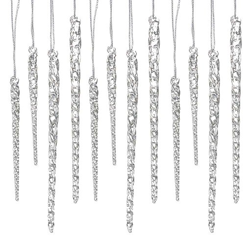 24 piece Set Kurt Adler 3.5″-5.5″ Assorted Clear Glass Icicle Ornaments – Set of 2 (2)