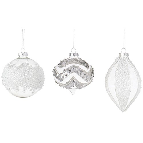 Martha Stewart Living 4 in. Chunky Ice Glitter Christmas Ornaments (Set of 6)