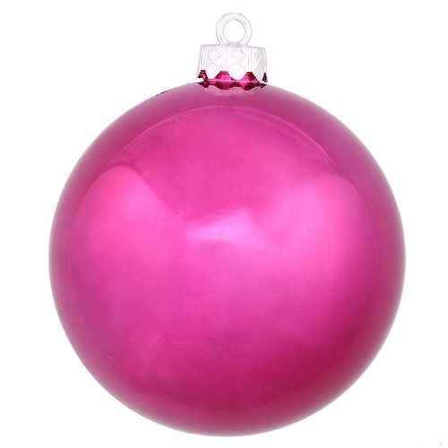 Vickerman Shatterproof Shiny Ball Ornaments, 32 per Box, 3″, Magenta