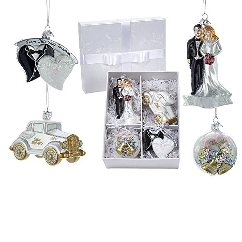 Kurt Adler 3.5″-5″ Noble Gems Wedding Ornament Set of 4