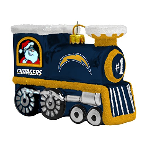 NFL San Diego Chargers Blown Glass Train Ornament