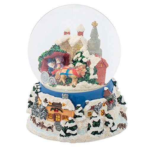 Winter Sleigh Ride 100MM Music Water Globe Plays Tune Have Yourself A Merry Little Christmas