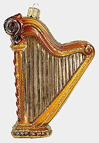 Harp Polish Blown Glass Christmas Ornament Musical Instrument Decoration