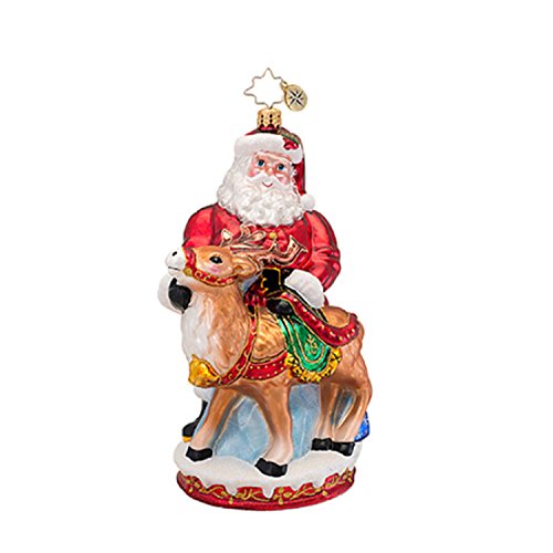 Christopher Radko Glass Deer Friends and Santa Claus Christmas Ornament #1016904