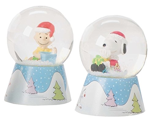 Roman 2.75″ Peanuts Winter Holiday Glitterdome Water Snow Globe Set of 2 Charlie Brown and Snoopy