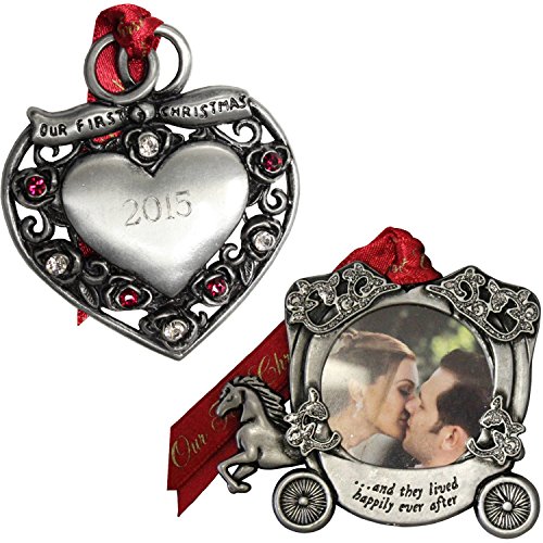 Personalized Gloria Duchin Married Couple’s First Christmas Ornament 2-Piece Set