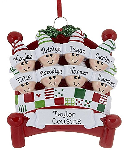 Bed Heads Family of 8 Christmas Ornament, Free Personalization, Rm705-8