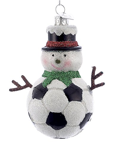 Kurt Adler 3.5″ Noble Gems Glass Soccer Snowman Ornament