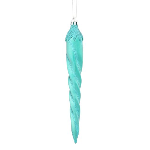 Vickerman 77″ Teal Candy Finish Glitter Accented Icicle Christmas Ornament, 8 per Box