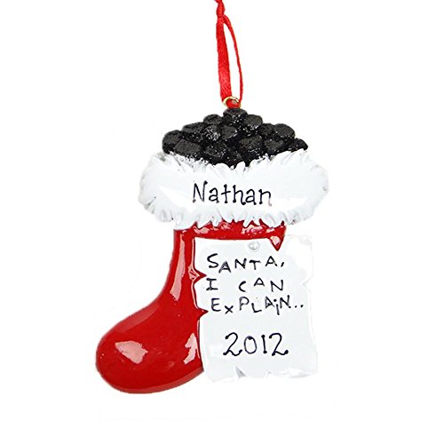 Coal Stocking Personalized Christmas Tree Ornament