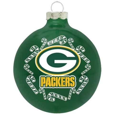 Green Bay Packers Candy Canes NFL Football Glass Christmas Ornament Decoration
