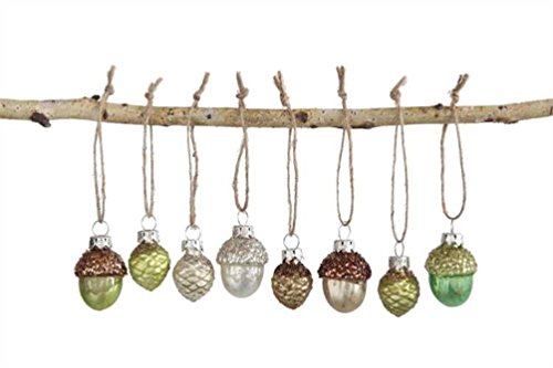 Garden Christmas Pinecone and Acorn Mini Ornaments, Set of 8
