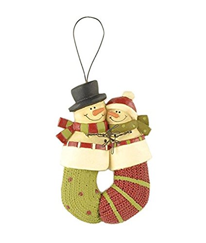 Snowman Couple in Stocking Ornament