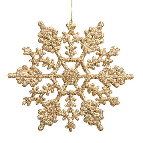 Vickerman Glitt Snowflake Christmas Ornaments with 12 per PVC Box, 8″, Antique Gold