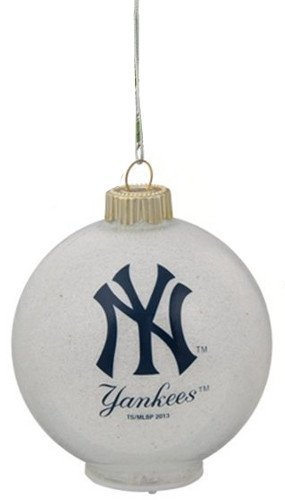 MLB New York Yankees LED Color Changing Ball Ornament, 2.625″, White by Topperscot by Boelter Brands