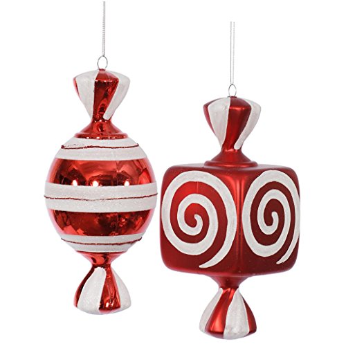 Vickerman 34021 – 8″ Red / White Fat Candy Christmas Tree Ornament Assorted (2 pack) (O132003)