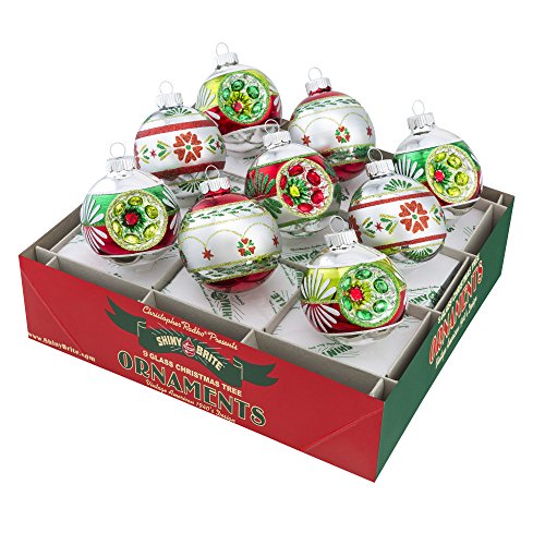 Shiny Brite Holiday Splendor Decorated Rounds with Reflectors – Set of Nine