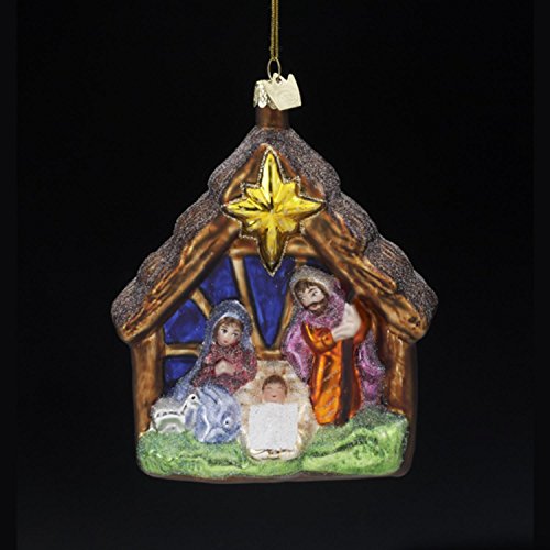 4″ Noble Gems Blown Glass Religious Holy Family Nativity Christmas Ornament