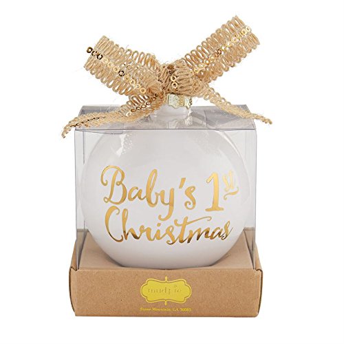 Baby’s 1st Christmas White & Gold Ceramic Hanging Ornament