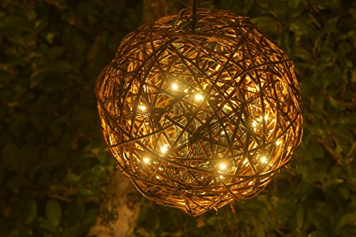 Natural Willow Branch Hanging LED Pendant Lamp By Willowbrite (12″) Christmas Decor, Ambient Mood Lighting Night Globe, Romantic Lantern For Wedding, Living Room, Patio, Outdoor (Warm White)