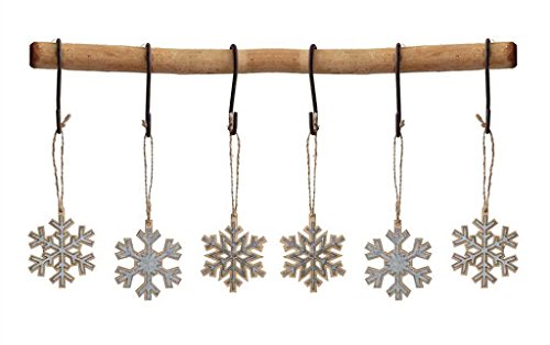 Snowflakes Painted Wooden Hanging Christmas Ornament – Set of 6