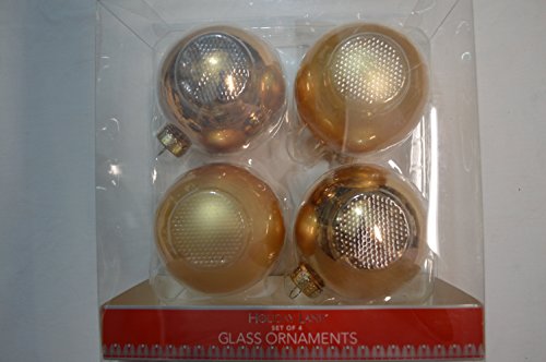 Holiday Lane set of 4 Gold Glass ornaments