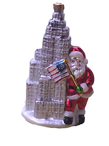 Holiday Lane Santa Claus with American Flag and NYC Skyscraper