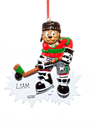 Sports Christmas Holiday Hockey Star Ornament-Free Name Personalziation-Shipped In One Day