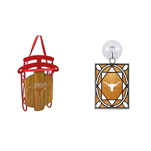 Texas Longhorns NCAA Metal Sled Christmas Ornament And Stained Glass Bundle 2 Pack