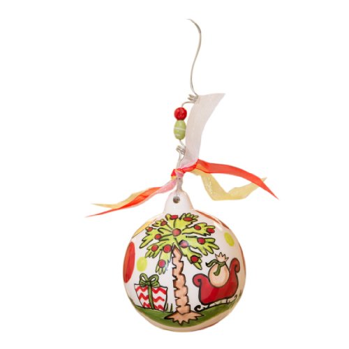 Glory Haus South Carolina Palmetto Moon and Sleigh Ball Ornament, 4 by 4-Inch