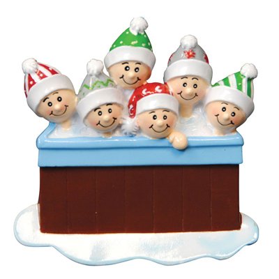Personalizable Christmas Ornament Hot Tub Family of 6