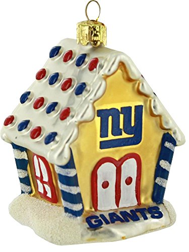 New York Giants NFL Blown Glass Gingerbread House Ornament