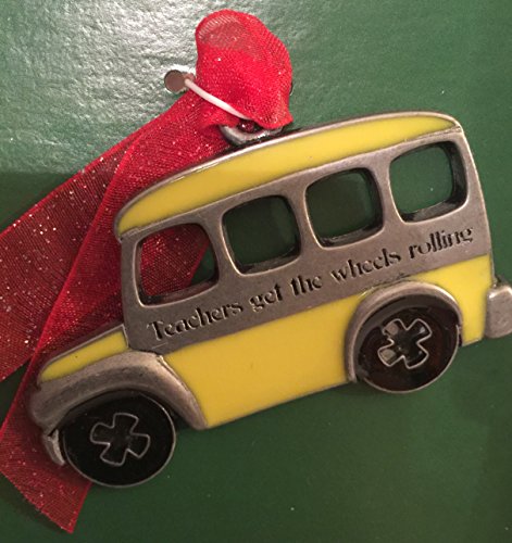 Pewter School Bus Teacher Ornament Ornament Inspirational Saying Keepsake Ornament Decoration