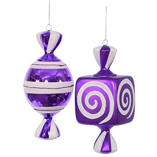 Vickerman 34022 – 8″ Purple / White Fat Candy Christmas Tree Ornament Assorted (2 pack) (O132006)