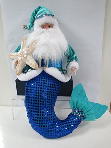 December Diamonds Christmas Large 21″ Blue Soft Santa Merman King Neptune Decoration