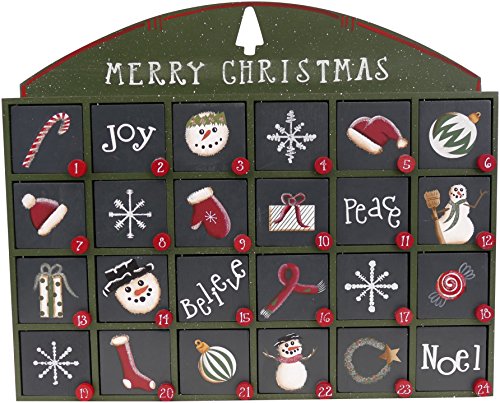 Green Wooden Advent Calendar with Doors from Primitives by Kathy