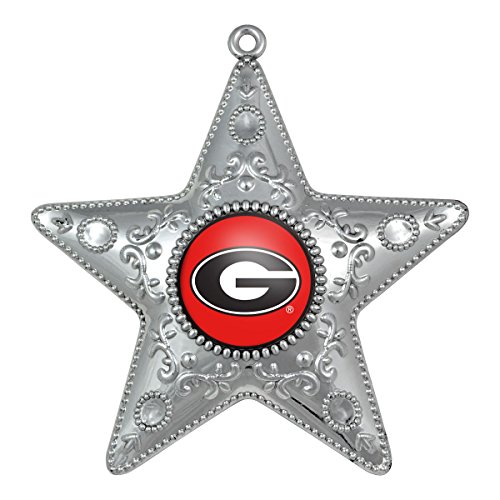 Georgia Bulldogs Silver Star Ornament
