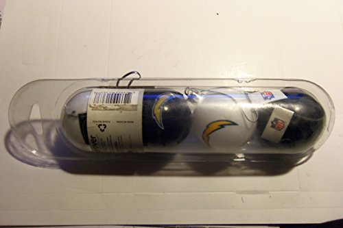 NFL San Diego Chargers 4 Pack 2″ Plastic Ball Ornaments White & Blue
