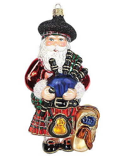 Scottish Scotland Santa Polish Mouth Blown Glass Christmas Ornament Decoration