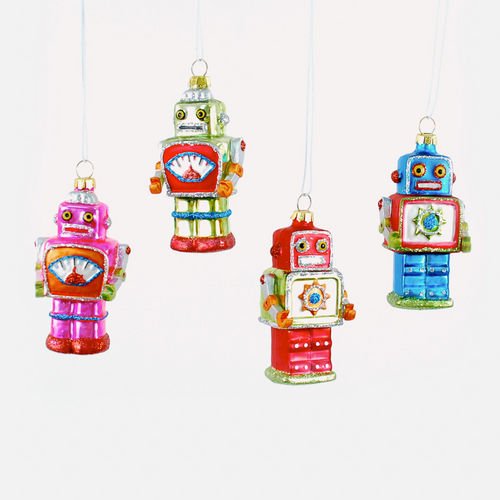 One Hundred 80 Degrees Mini Robots Hanging Ornaments (Set/4)